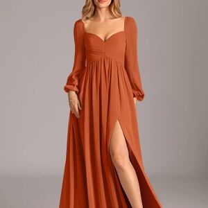 Burnt Orange Briadsmaid Dress
